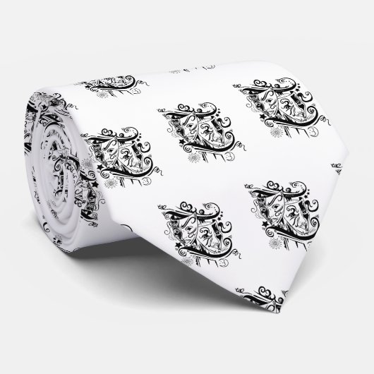 〔占星術の〕十二宮図- Gemini – 白黒 ネクタイ (ロール)