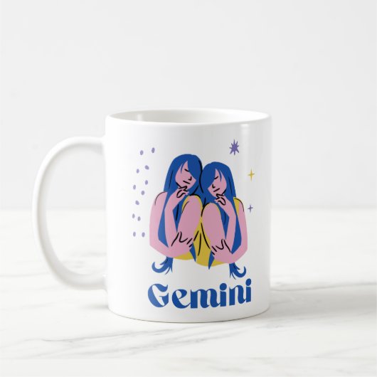 〔占星術の〕十二宮図 | Gemini Star Signイラストレーション コーヒーマグカップ (左)