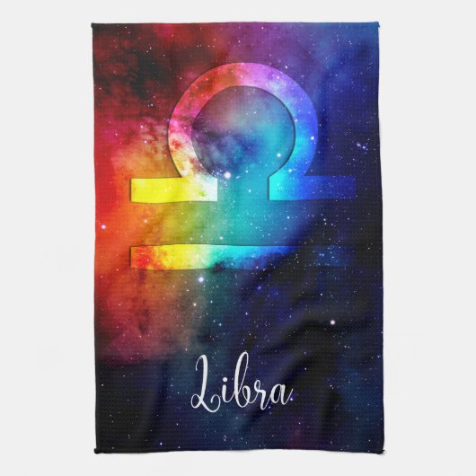 〔占星術の〕十二宮図: Libra Rainbow宇宙 キッチンタオル (縦)