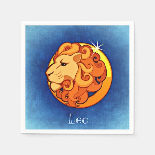 〔占星術の〕十二宮図_Sign_Lion スタンダードカクテルナプキン (正面)