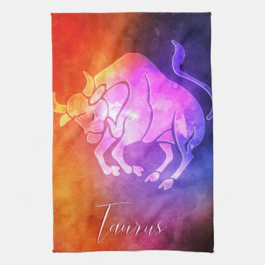 〔占星術の〕十二宮図: Taurus カラフル Candy Colors キッチンタオル (縦)