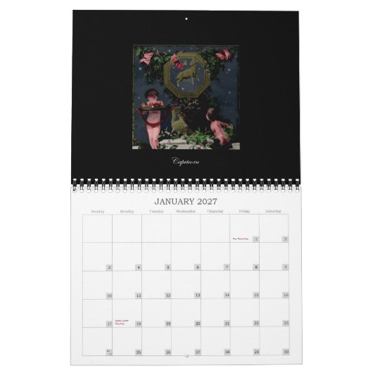 (占星術の)十二宮図CALANDER カレンダー (1月 2027)