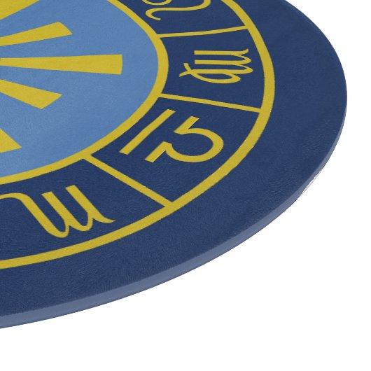 〔占星術の〕十二宮図Sun Wheel+シンボル占星術の金ゴールド+ブルース カッティングボード (角)