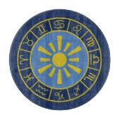 〔占星術の〕十二宮図Sun Wheel+シンボル占星術の金ゴールド+ブルース カッティングボード (正面)