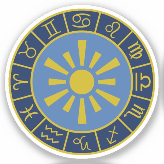 〔占星術の〕十二宮図Sun Wheel+シンボル占星術の金ゴールド+ブルース シール (正面)
