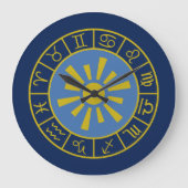 〔占星術の〕十二宮図Sun Wheel+シンボル占星術の金ゴールド+ブルース ラージ壁時計 (正面)