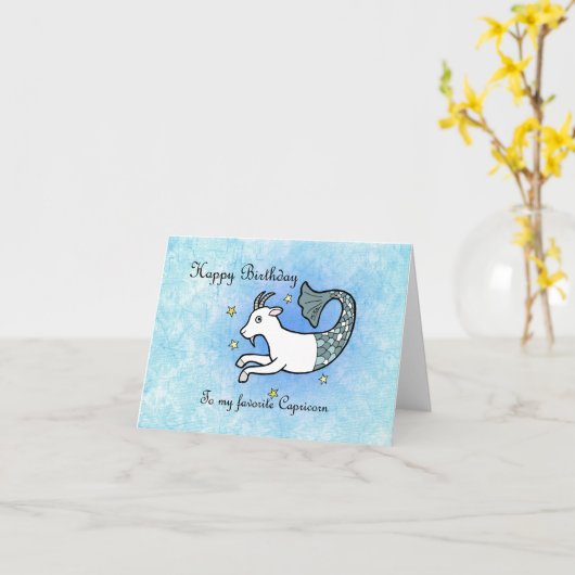 占星術の〔占星術の〕十二宮図標識山羊座ヤギ誕生日 カード (黄色い花)