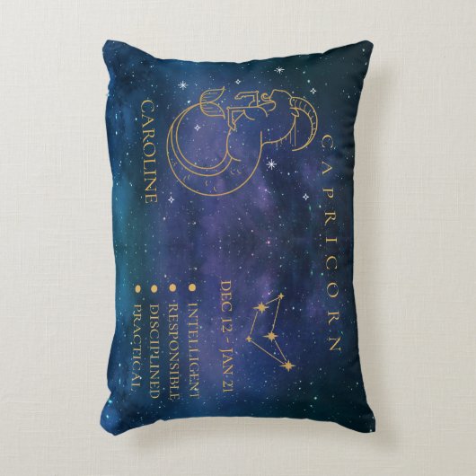 占星術の〔占星術の〕十二宮図記号山羊座名ギフト アクセントクッション (正面(垂直))