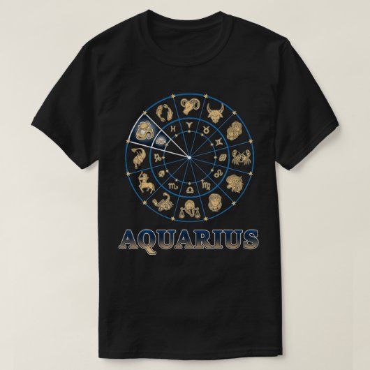 占星術アセンダント〔占星術の〕十二宮図サインアクエリアス Tシャツ (デザイン正面)