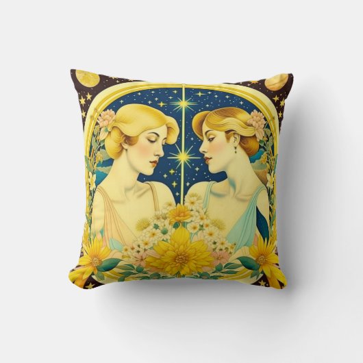 占星術サインジェミニツインズエザーリアート クッション (正面)