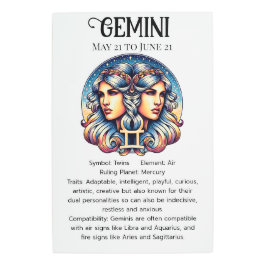 占星術サインジェミニ | ツインズ星占い徴候 メタルプリント