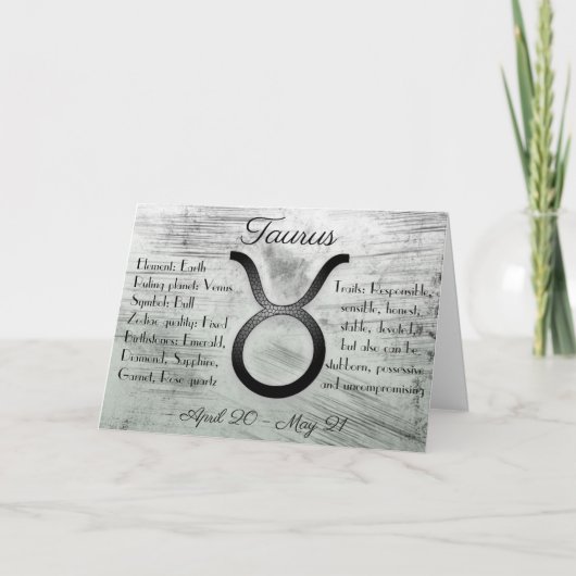 占星術サインタウラスブルハッピーバースデー カード (正面)