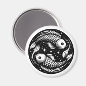 占星術サインピセスフィッシュカープのスイミングシンボル マグネット (正面/裏面)
