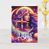 占星術サインリブラーエテリアール〔占星術の〕十二宮図誕生日 カード (黄色い花)