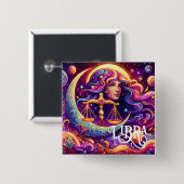 占星術サインリブラ〔占星術の〕十二宮図エーテル神秘美術 缶バッジ (正面&裏面)