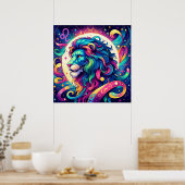 占星術サインレオ | ライオカラフルンアート ポスター (キッチン)