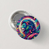 占星術サインレオ | ライオカラフルンアート 缶バッジ (正面&裏面)