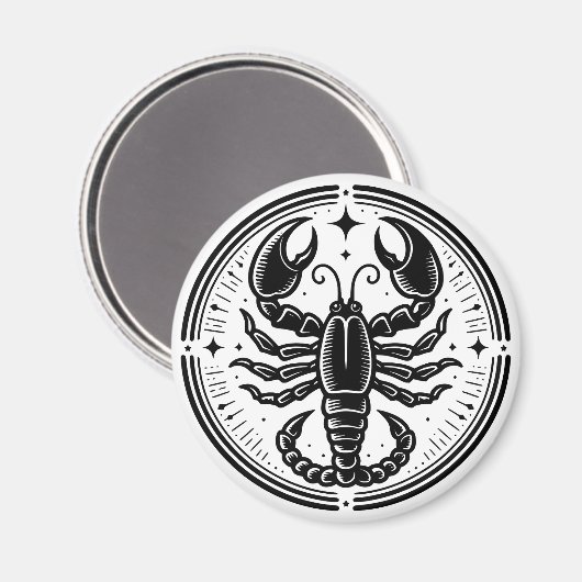 占星術サイン蠍座スコーピオンシンボル マグネット (正面/裏面)