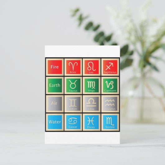 占星術シンボルや象徴誕生シンボルや象徴〔占星術の〕十二宮図占星術 ポストカード (スタンド正面)