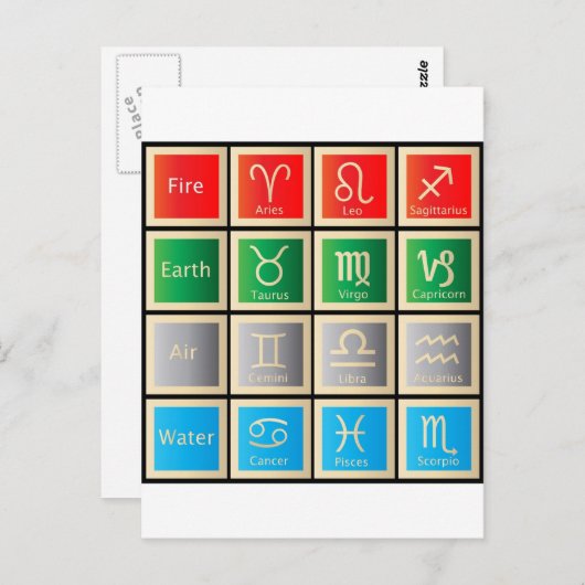 占星術シンボルや象徴誕生シンボルや象徴〔占星術の〕十二宮図占星術 ポストカード (正面/裏面)