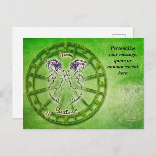 占星術ジェミニ占星術のメッセージのパーソナライズ 案内ポストカード (正面/裏面)