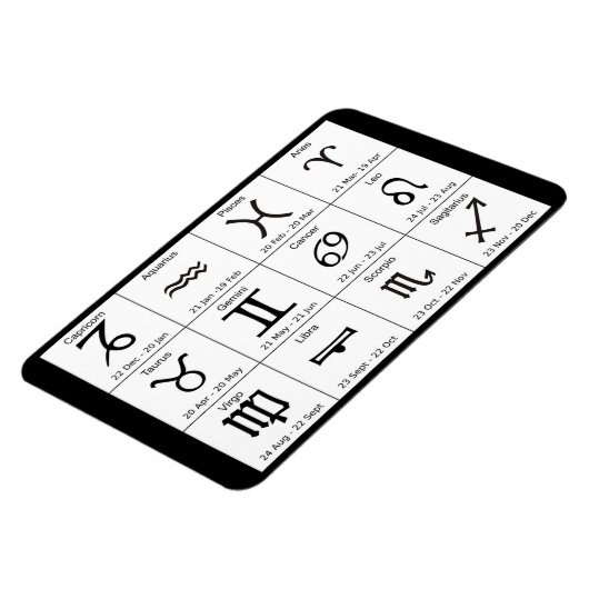 占星術チャート〔占星術の〕十二宮図シンボルや象徴と日付磁石 マグネット (左側)