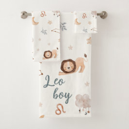 占星術デザイン：水彩レオ〔占星術の〕十二宮図標識 バスタオルセット