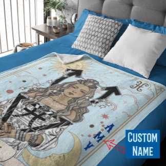 占星術ピッセスウーマン〔占星術の〕十二宮図シアルサンムーン フリースブランケット