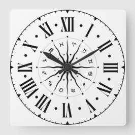 占星術ホイール（ローマ数字） スクエア壁時計