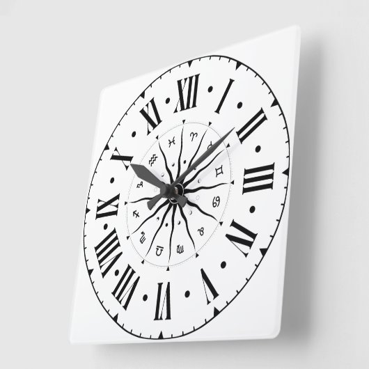 占星術ホイール(ローマ数字) スクエア壁時計 (傾斜)