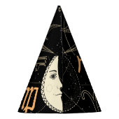 占星術円、〔占星術の〕十二宮図シンボルや象徴、ヴィンテージ。 パーティーハット (裏面)