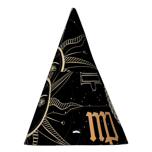 占星術円、〔占星術の〕十二宮図シンボルや象徴、ヴィンテージ。 パーティーハット (右)