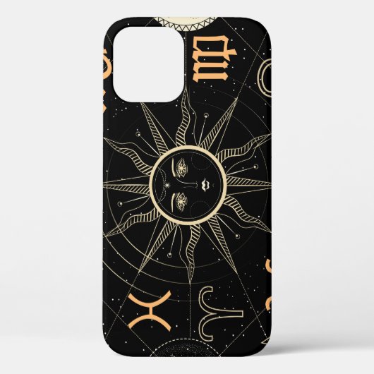 占星術円、〔占星術の〕十二宮図シンボルや象徴、ヴィンテージ。 Case-Mate iPhoneケース (裏面)