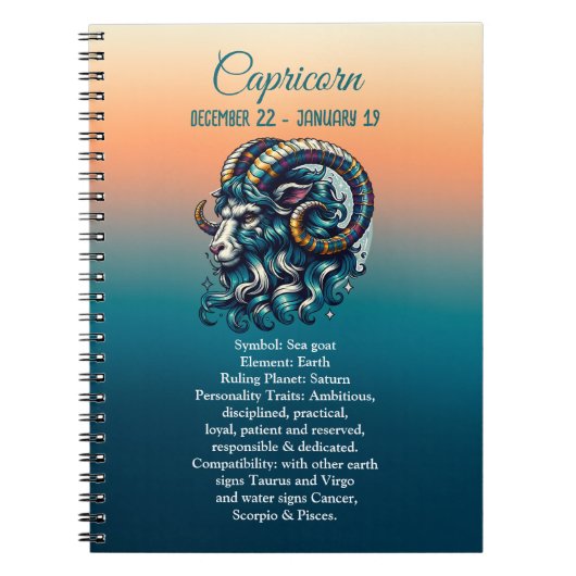 占星術占星術の標識山羊座 ノートブック (正面)