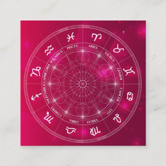 占星術師の占星術のビジネスサービスのピンク スクエア名刺 (正面)