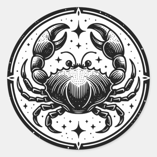 占星術徴候がんカニのシンボル ラウンドシール (正面)