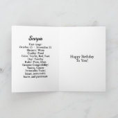 占星術標識蠍座占星術誕生日 カード (内部)