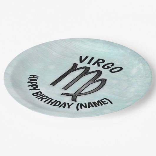 占星術標識《星座》乙女座パーソナライズされた誕生日 ペーパープレート (アングル)