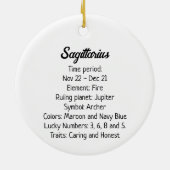 占星術符号射手座の記号と特徴 セラミックオーナメント (裏面)