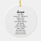 占星術符号蠍座の記号と特徴 セラミックオーナメント (裏面)