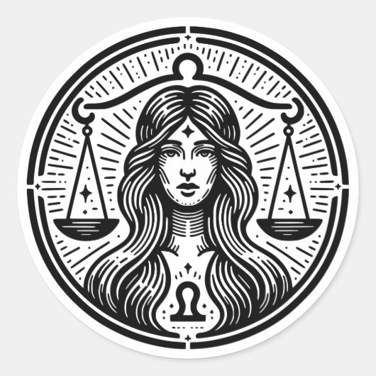 占星術記号ライブラリはかりで測記号 ラウンドシール (正面)