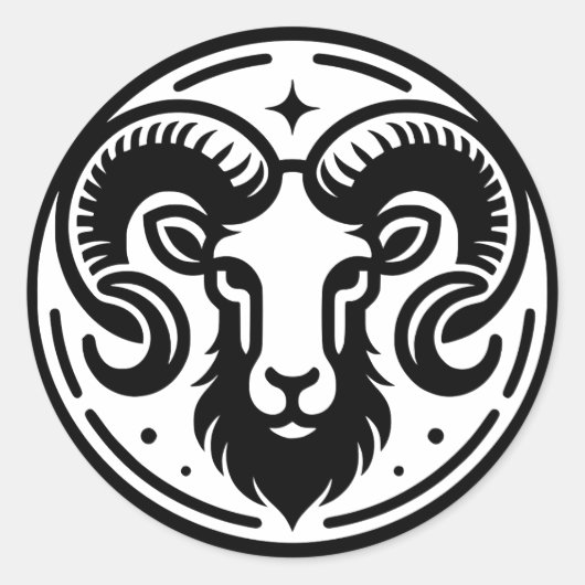 占星術記号Aries Ram記号 ラウンドシール (正面)