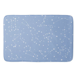 占星術 パステルブルー 白い星 星座 バスマット