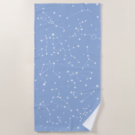 占星術 パステルブルー 白い星 星座 ビーチタオル