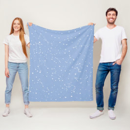 占星術 パステルブルー 白い星 星座 フリースブランケット