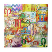 占星術〔占星術の〕十二宮図の記号とシンボルや象徴 タイル (正面)