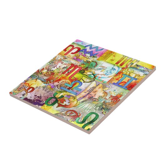 占星術〔占星術の〕十二宮図の記号とシンボルや象徴 タイル (側面)