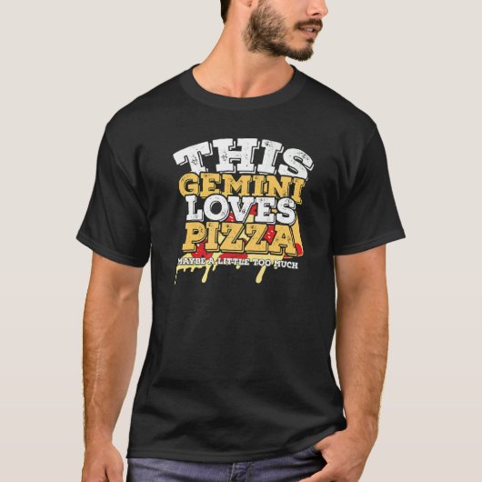 占星術〔占星術の〕十二宮図サインジェミニラブピザ Tシャツ (正面)