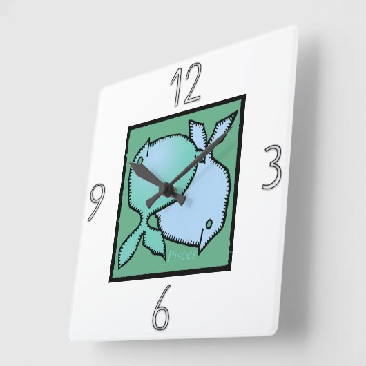 占星術〔占星術の〕十二宮図サインピセスウォールクロック スクエア壁時計 (傾斜)