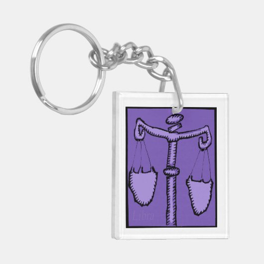 占星術〔占星術の〕十二宮図リブラサイン誕生日2面K キーホルダー (正面左)